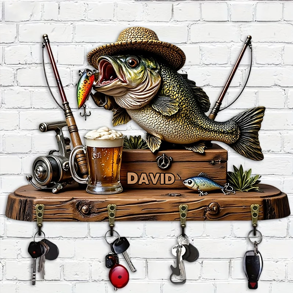 Love Fishing - Personalized Fishing Custom Shaped Hanging Rack
