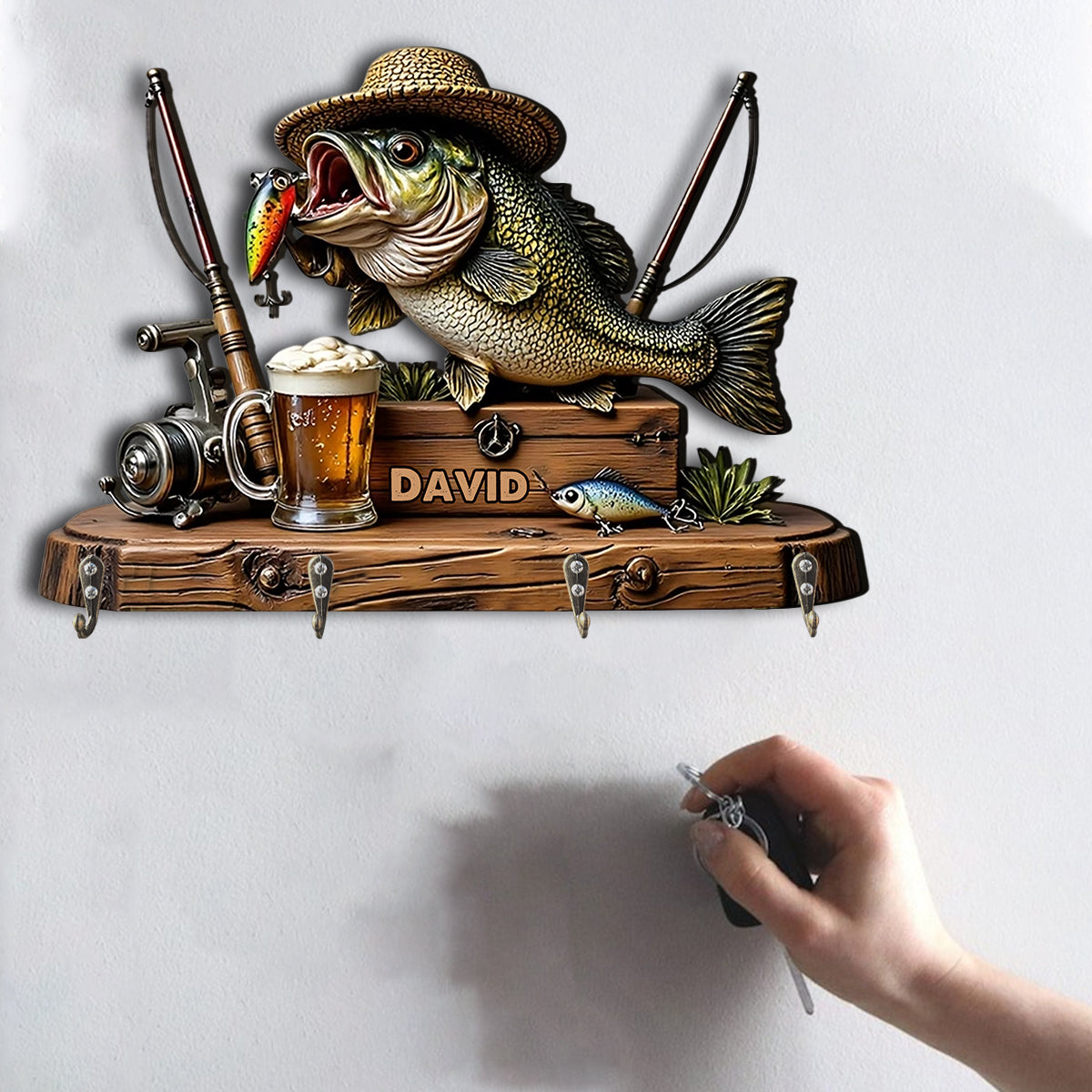 Love Fishing - Personalized Fishing Custom Shaped Hanging Rack