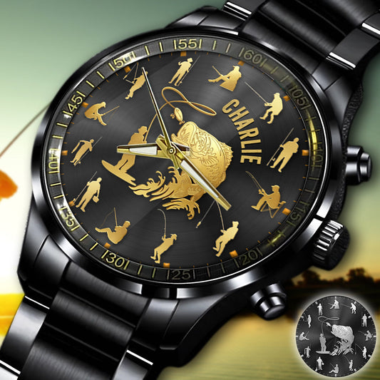 Fishing Silhouette - Personalized Fishing Hand Watch
