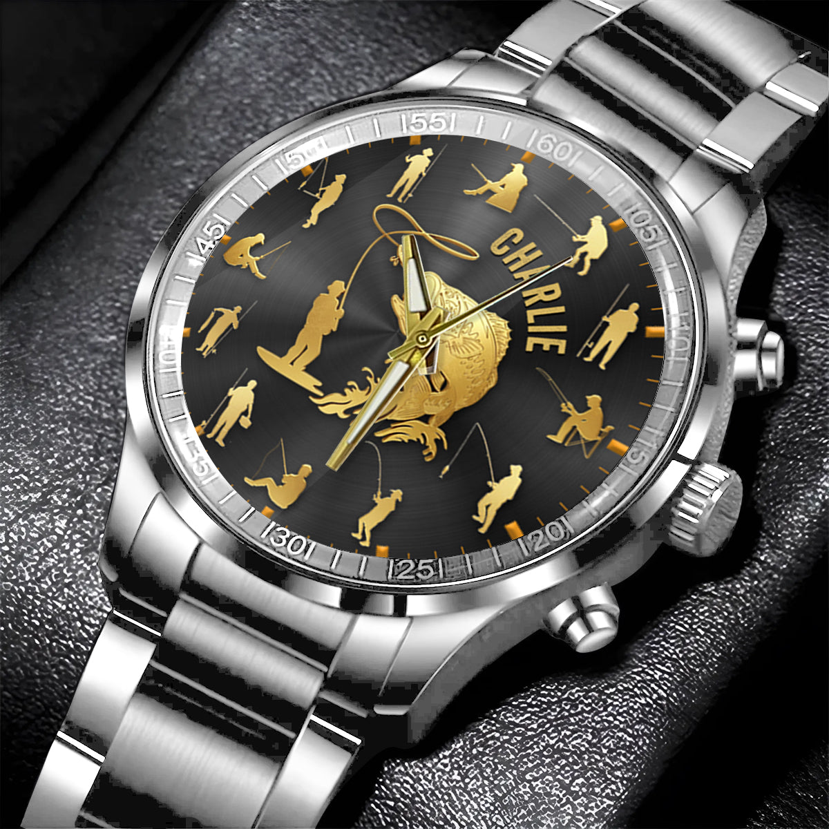 Fishing Silhouette - Personalized Fishing Hand Watch