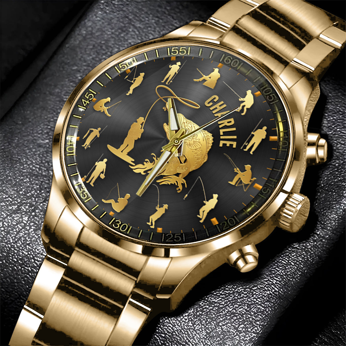 Fishing Silhouette - Personalized Fishing Hand Watch