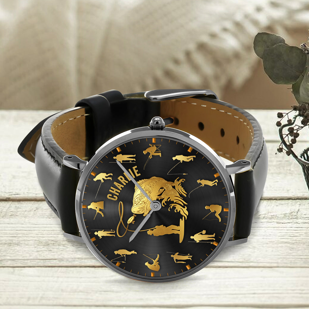 Fishing Silhouette - Personalized Fishing Hand Watch