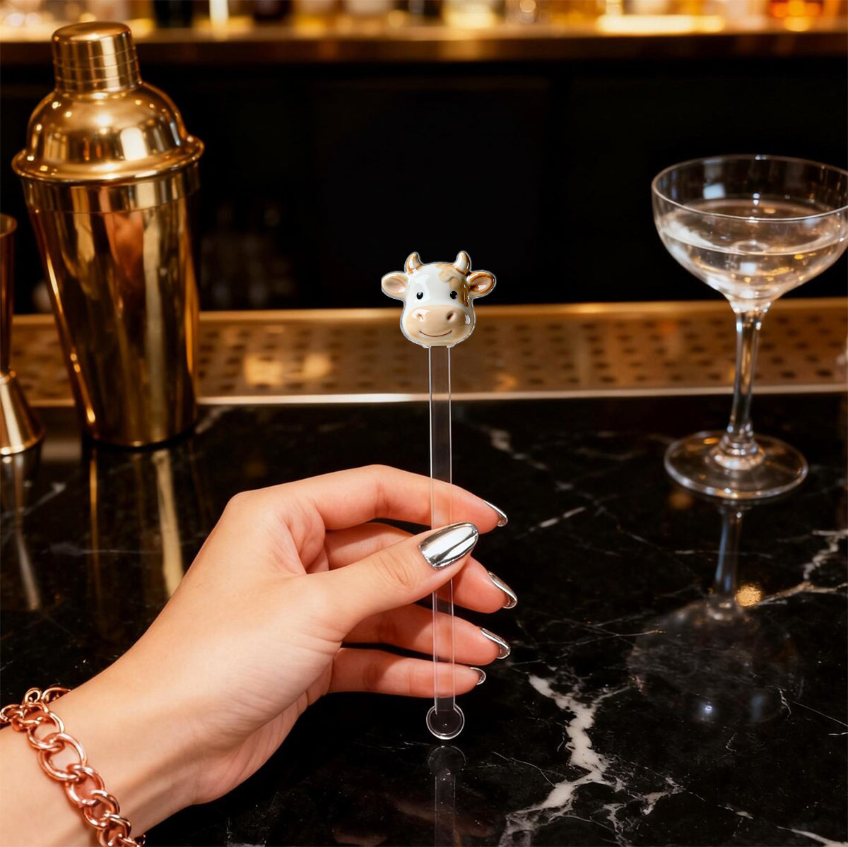 Bauernhofleben – Personalisiertes Bauern-Set: Akzentbecher mit Acryl-Rührstäbchen