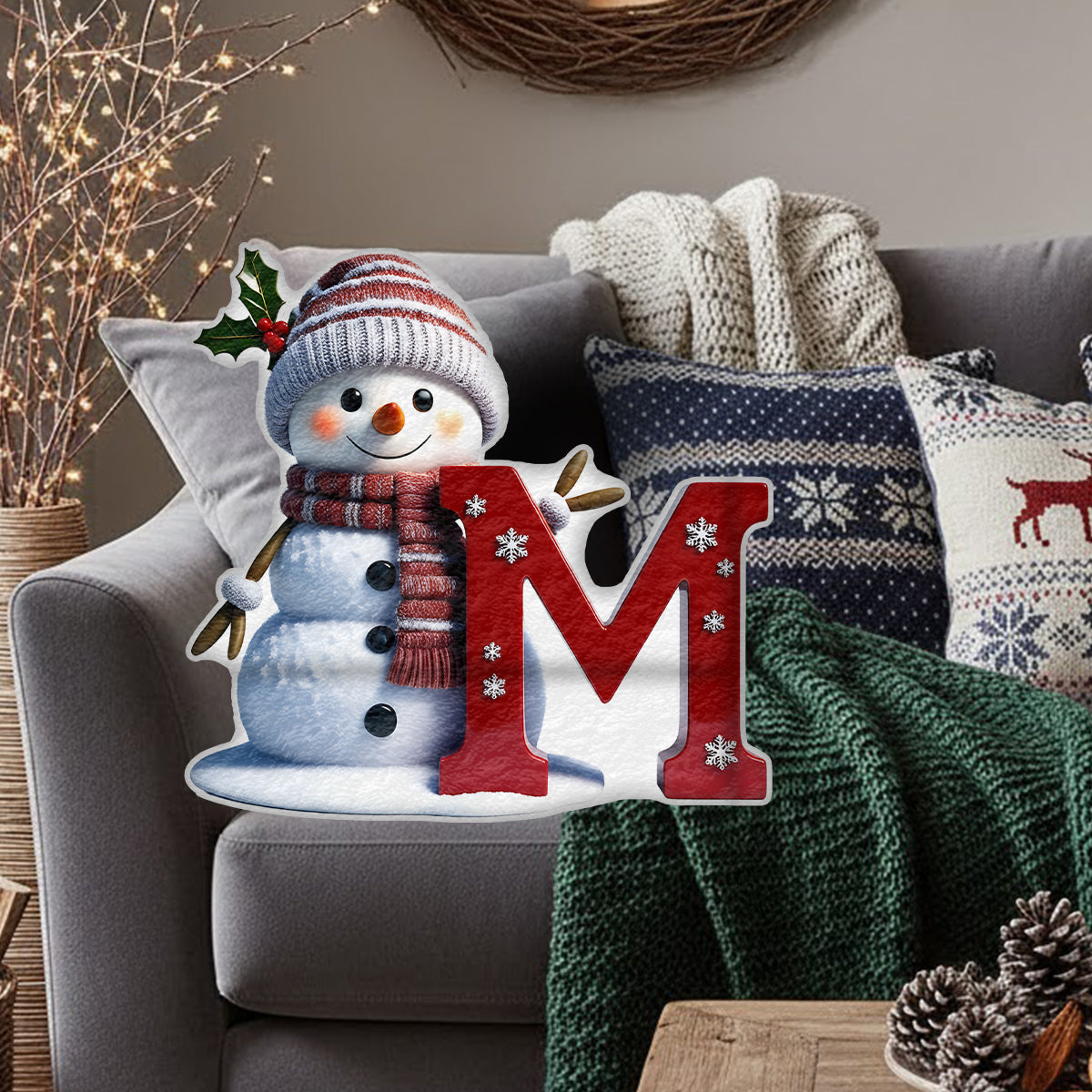 Merry Christmas - Personalized Family Faux Fur Shaped Pillow