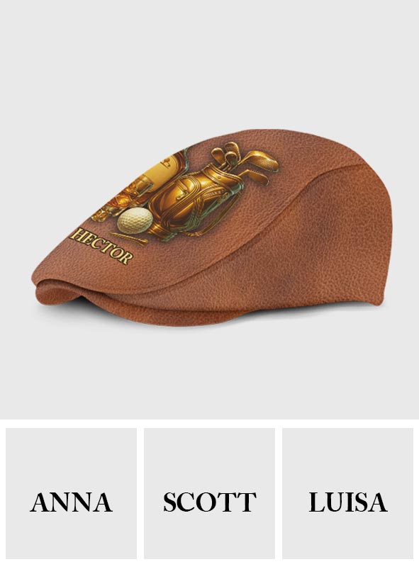 Golf & Whiskey - Personalized Golf Newsboy Cap