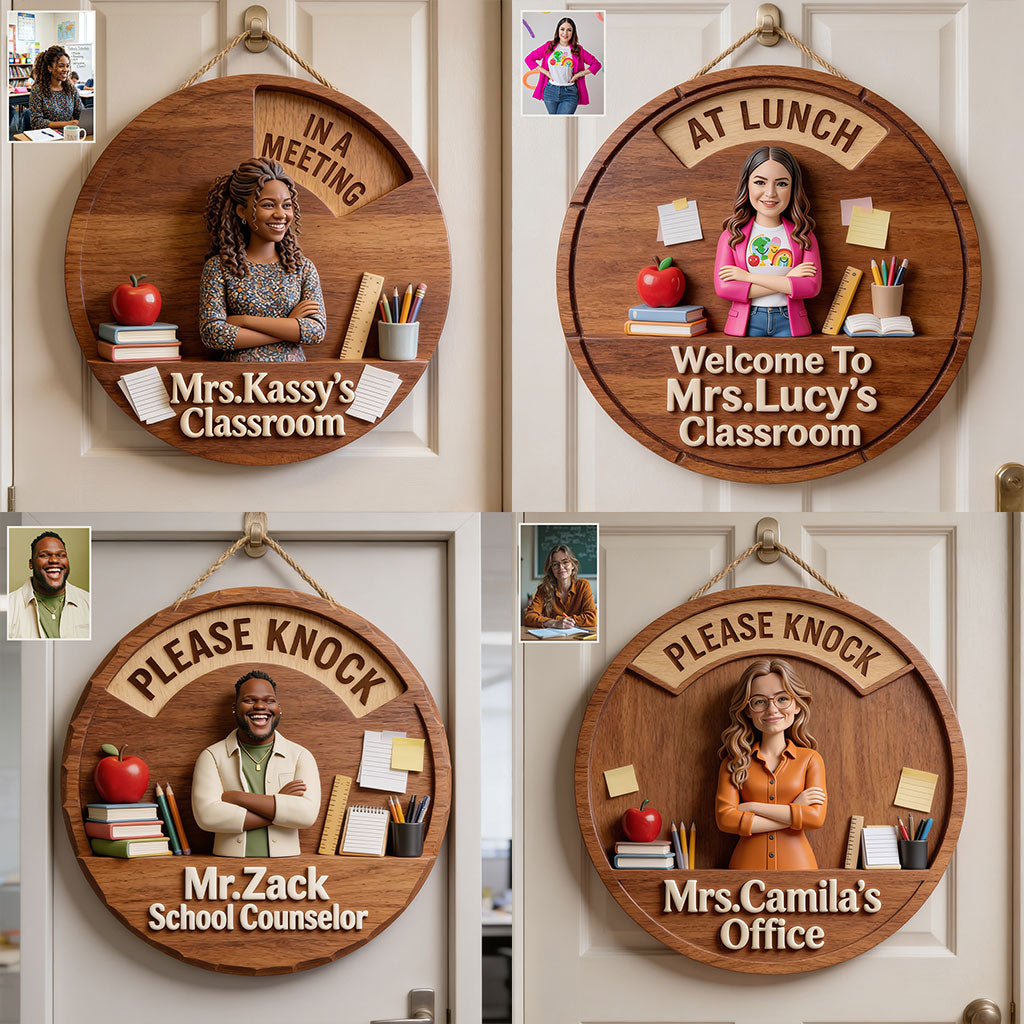 Teacher Door Hanger - Personalized Teacher Spinner Sign Custom Shape