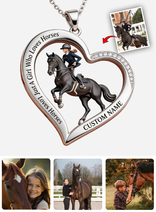 Custom From Any Photo - Personalized Horse Shaped Metal Pendant Necklace