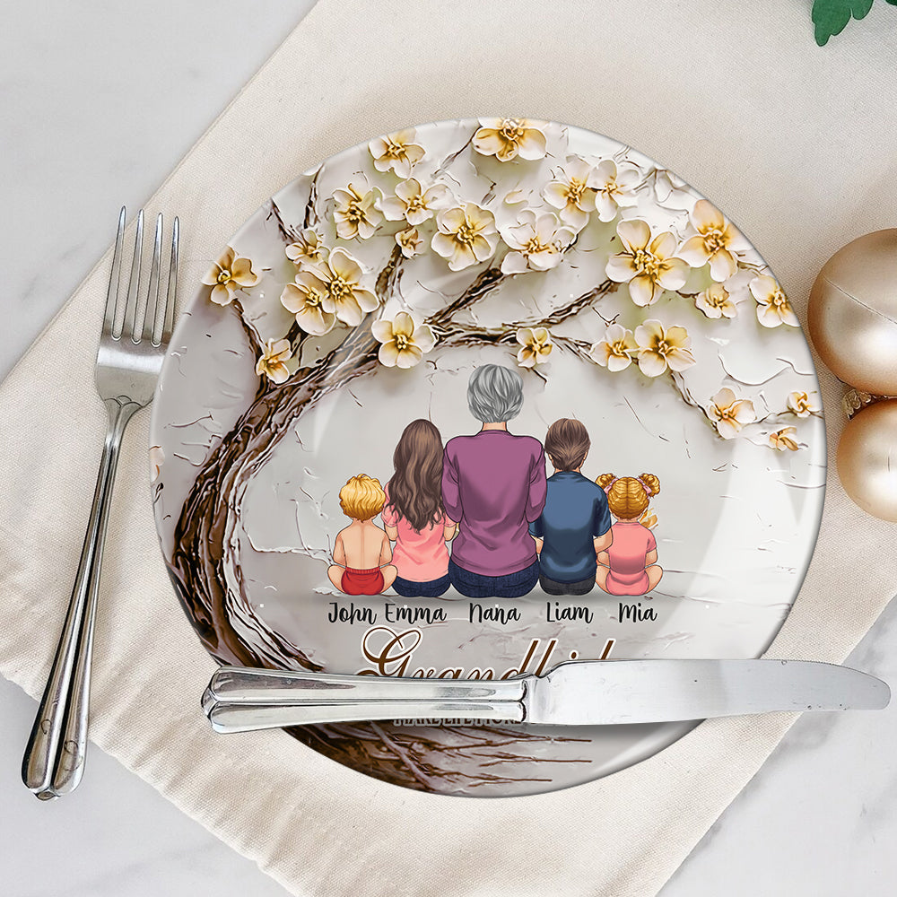 Grandkids Make Life More Grand - Personalized Grandma Ceramic Round Plate