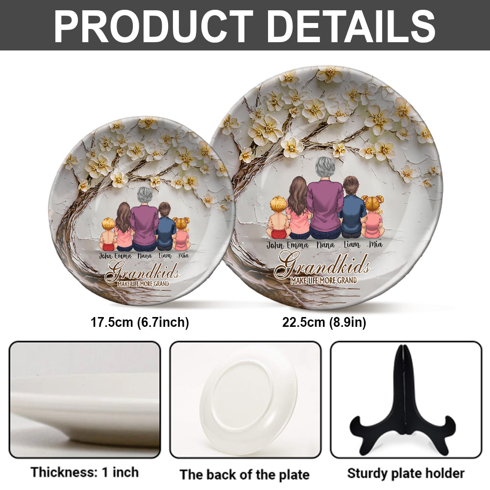 Grandkids Make Life More Grand - Personalized Grandma Ceramic Round Plate