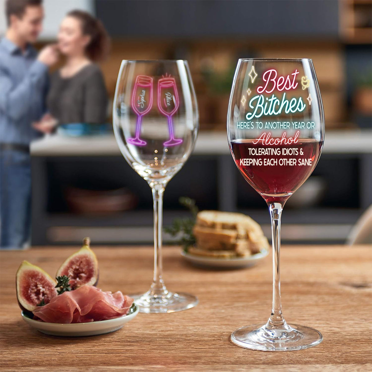Here's To Another Year Of Bonding Over Alcohol Best Friends - Personalized Bestie Wine Glass With Long Stem