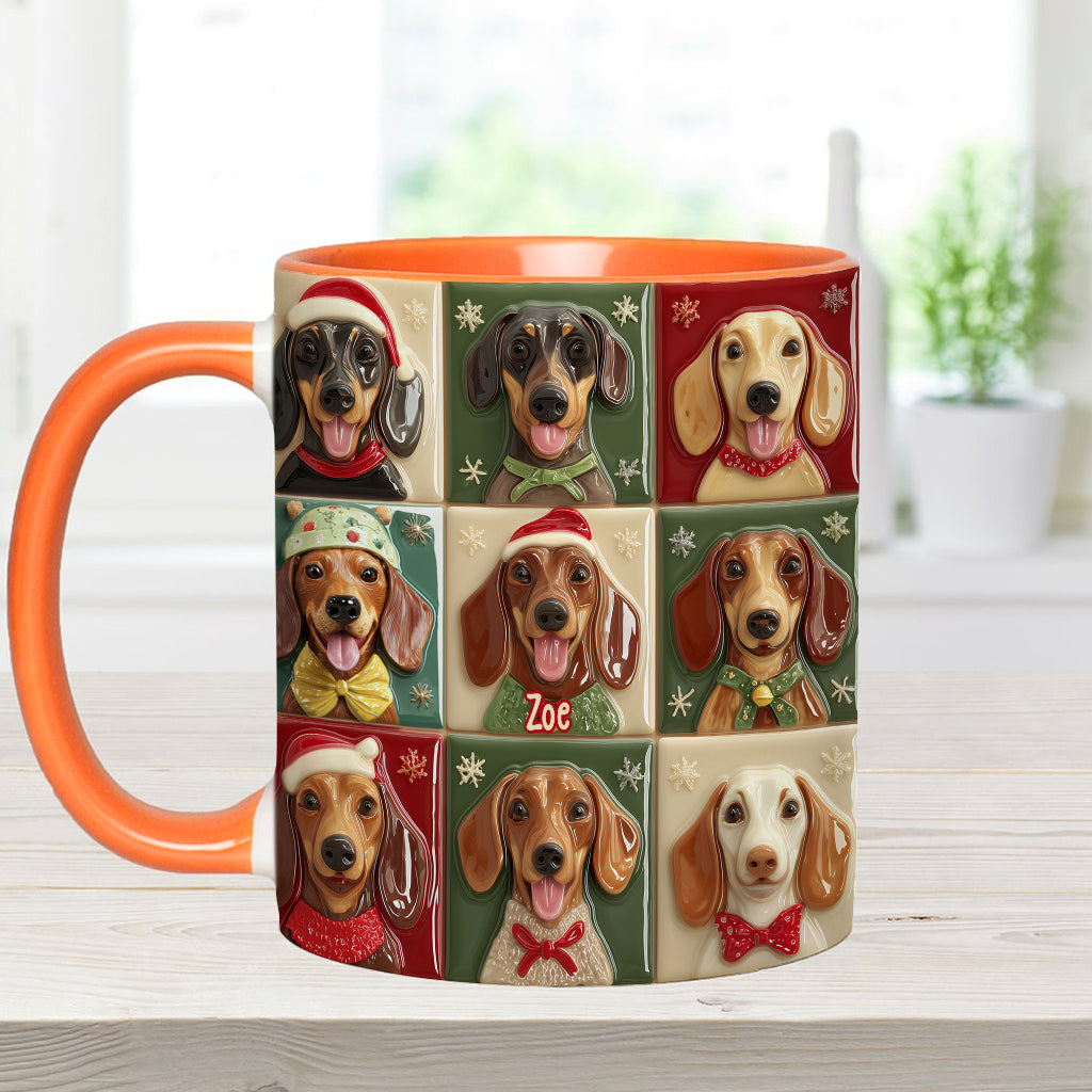 Merry Woofmas - Personalized Dachshund Accent Mug