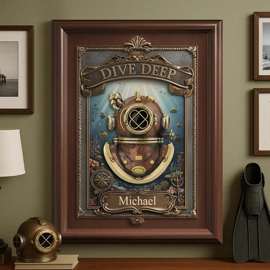 Love Diving, Dive Deep - Personalized Scuba Diving Custom Shaped Wood Sign