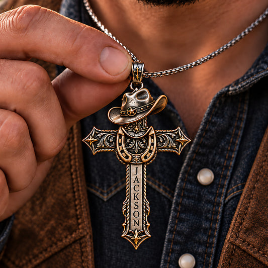 Ride by Faith - Personalisierte Western-Outfit Metallanhänger Halskette