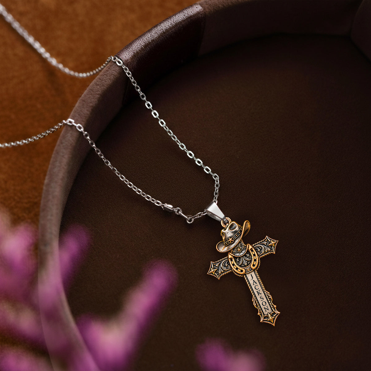 Ride by Faith - Personalized Western Outfit Shaped Metal Pendant Necklace