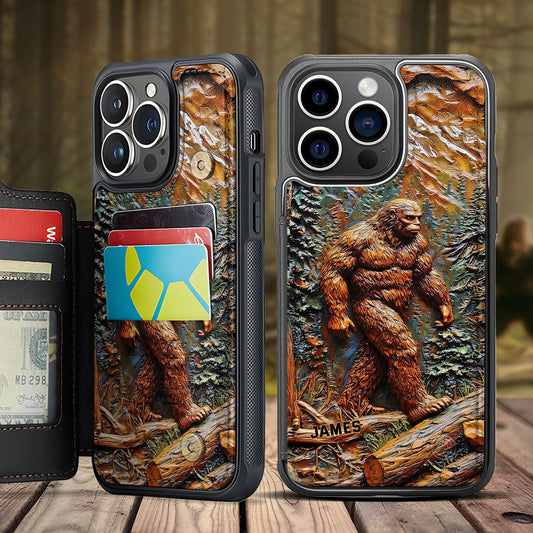 Bigfoot In Forest - Personalized Hiking Fully Printed Wallet Phone Case