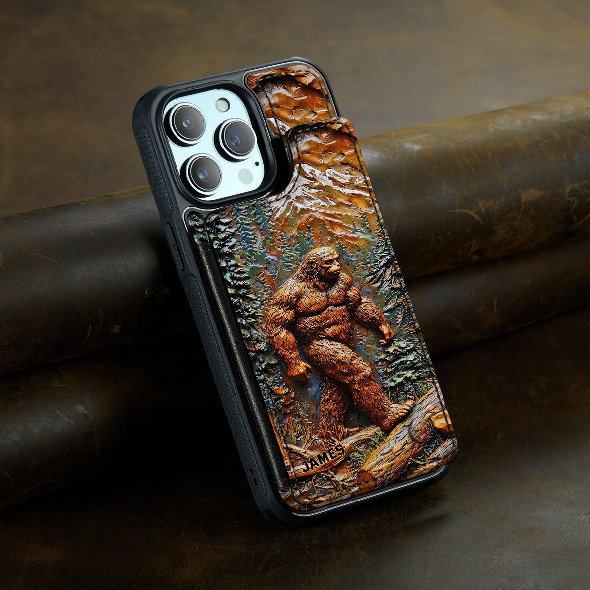 Bigfoot In Forest - Personalized Hiking Fully Printed Wallet Phone Case