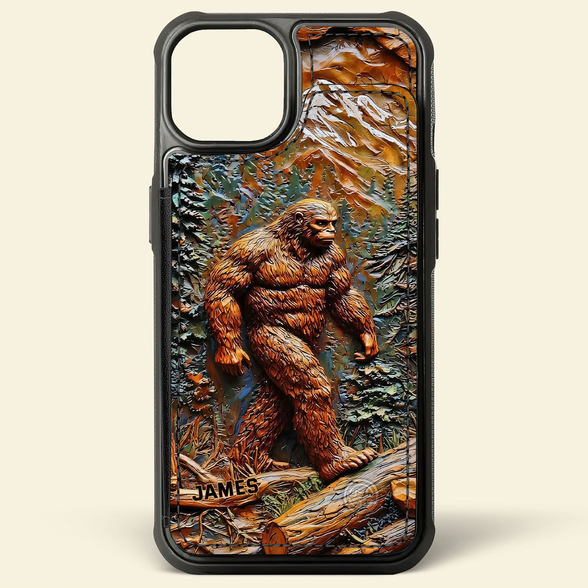 Bigfoot In Forest - Personalized Hiking Fully Printed Wallet Phone Case