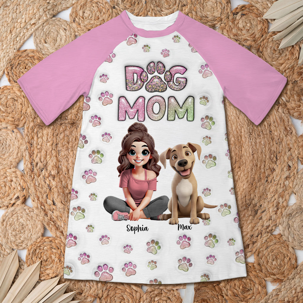 Hundemama - Personalisiertes Hunde-Schlaf-T-Shirt-Kleid