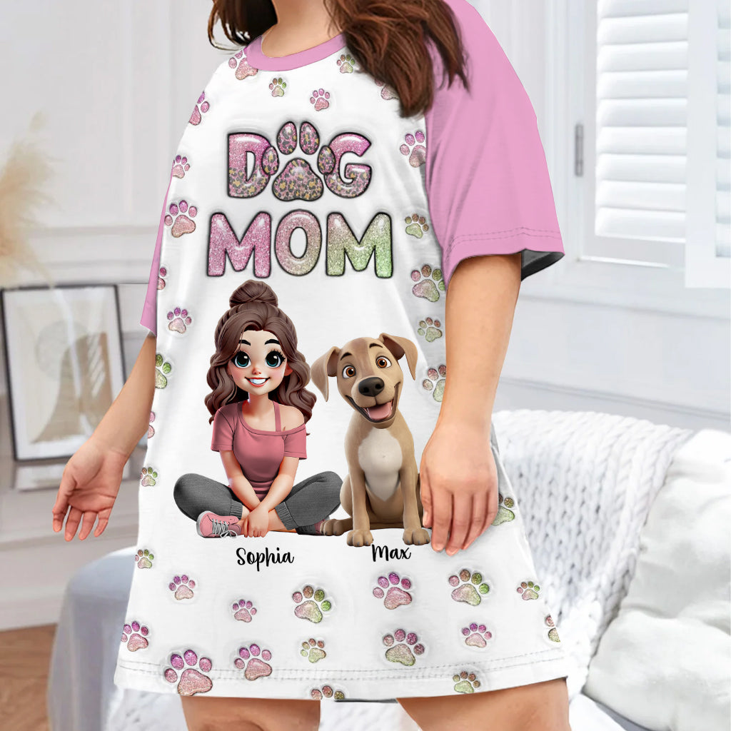 Hundemama - Personalisiertes Hunde-Schlaf-T-Shirt-Kleid