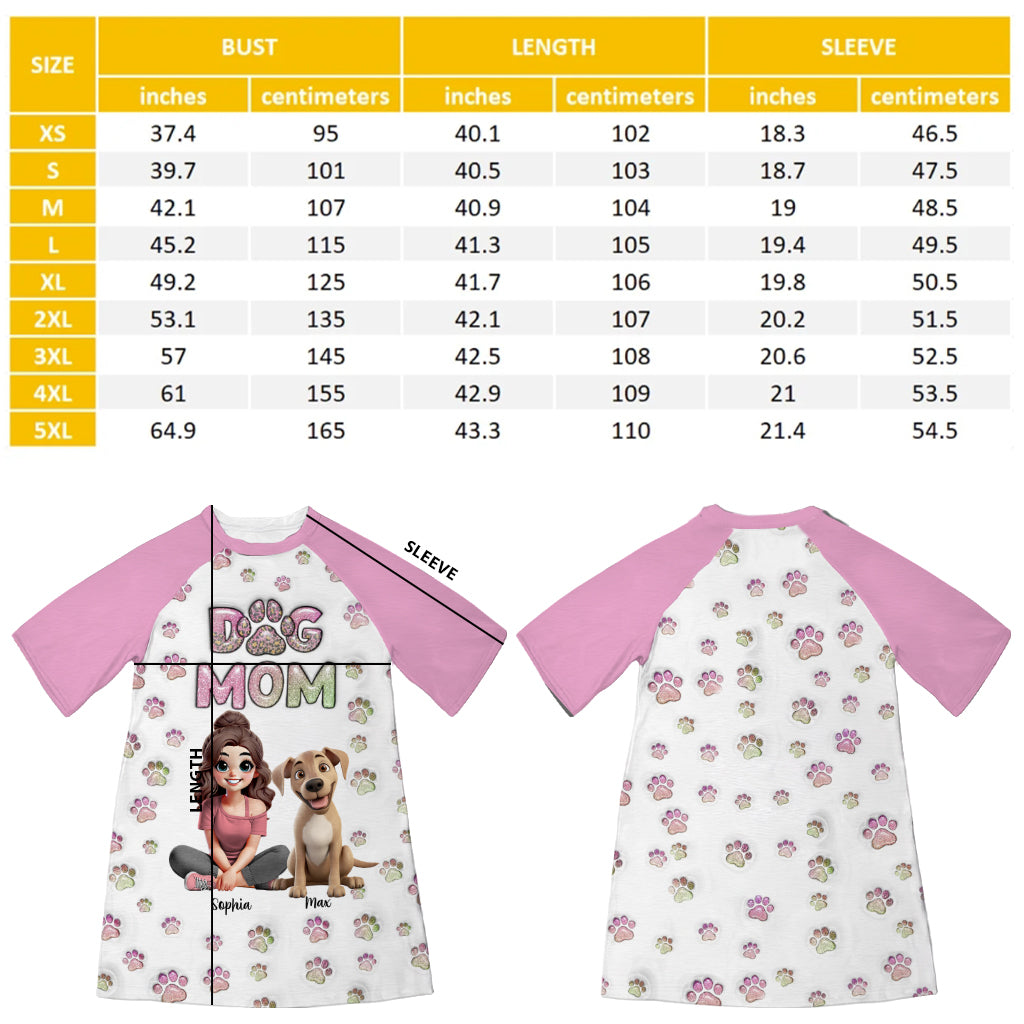 Hundemama - Personalisiertes Hunde-Schlaf-T-Shirt-Kleid