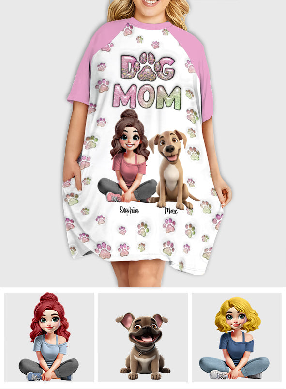 Hundemama - Personalisiertes Hunde-Schlaf-T-Shirt-Kleid