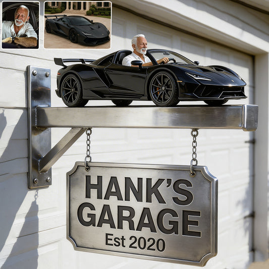 Panneau de Garage Personnalisé - Signe en Bois pour Amateurs de Voitures