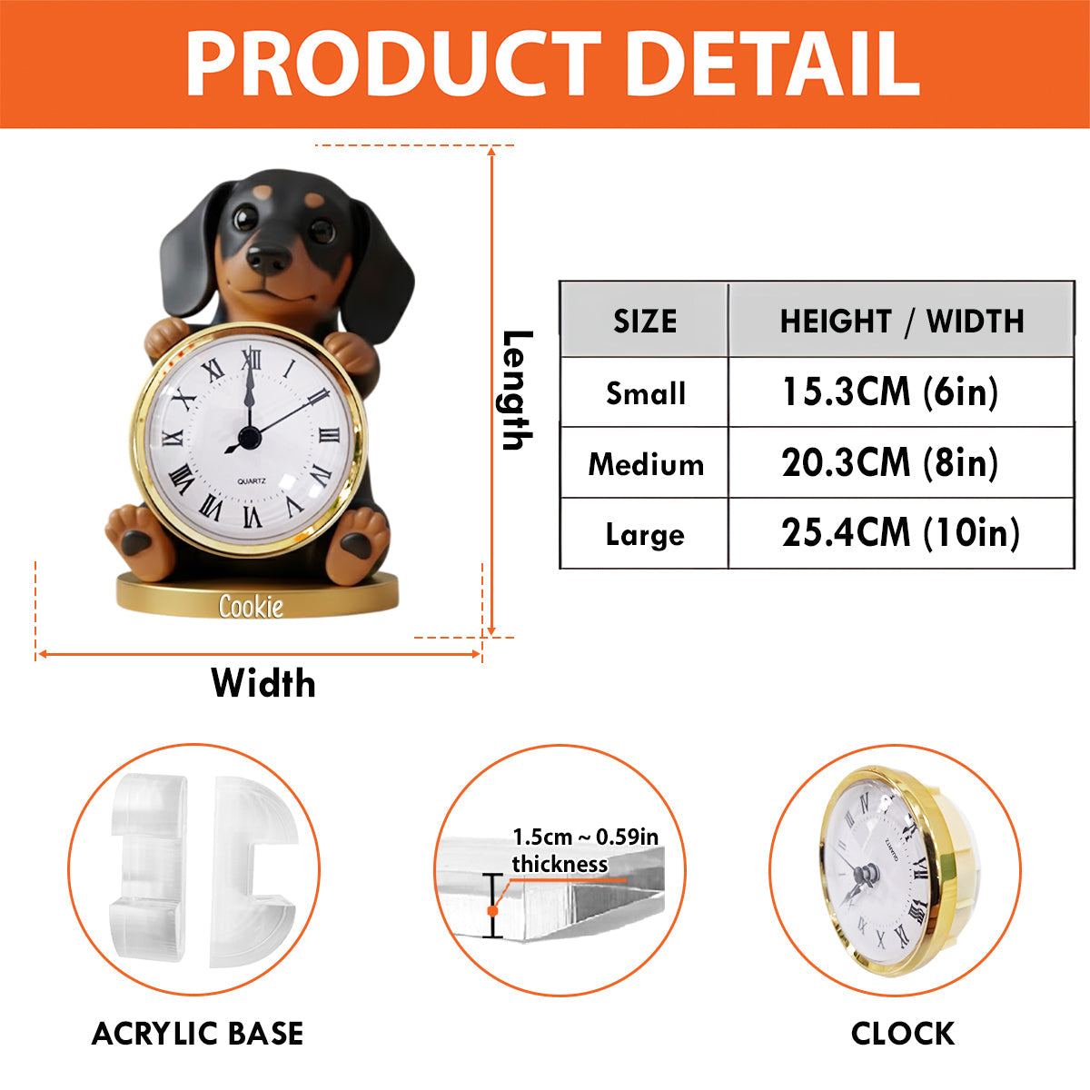 Time For A Walk - Personalized Dog Acrylic Clock Plaque