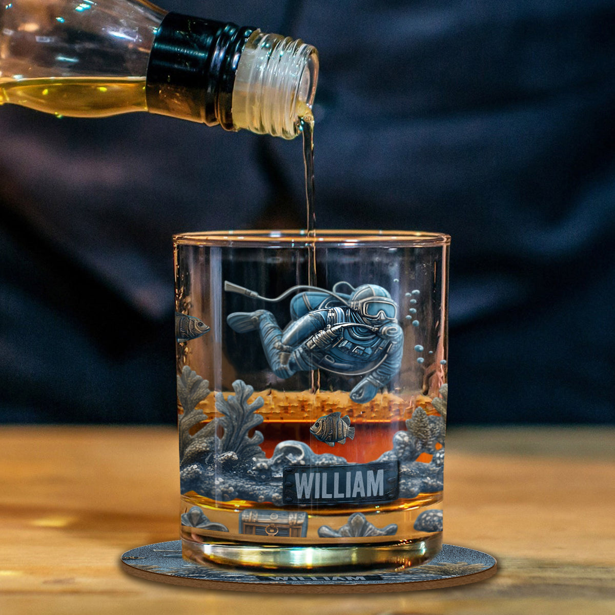 Ocean's Deep - Personalized Scuba Diving Whiskey Glass