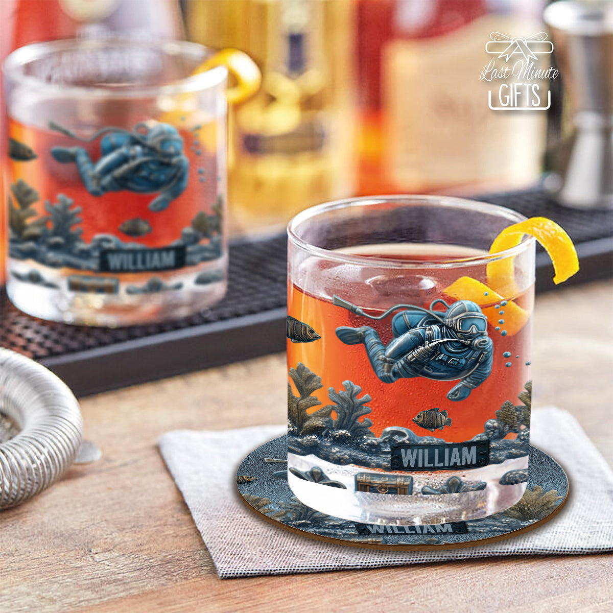 Ocean's Deep - Personalized Scuba Diving Whiskey Glass