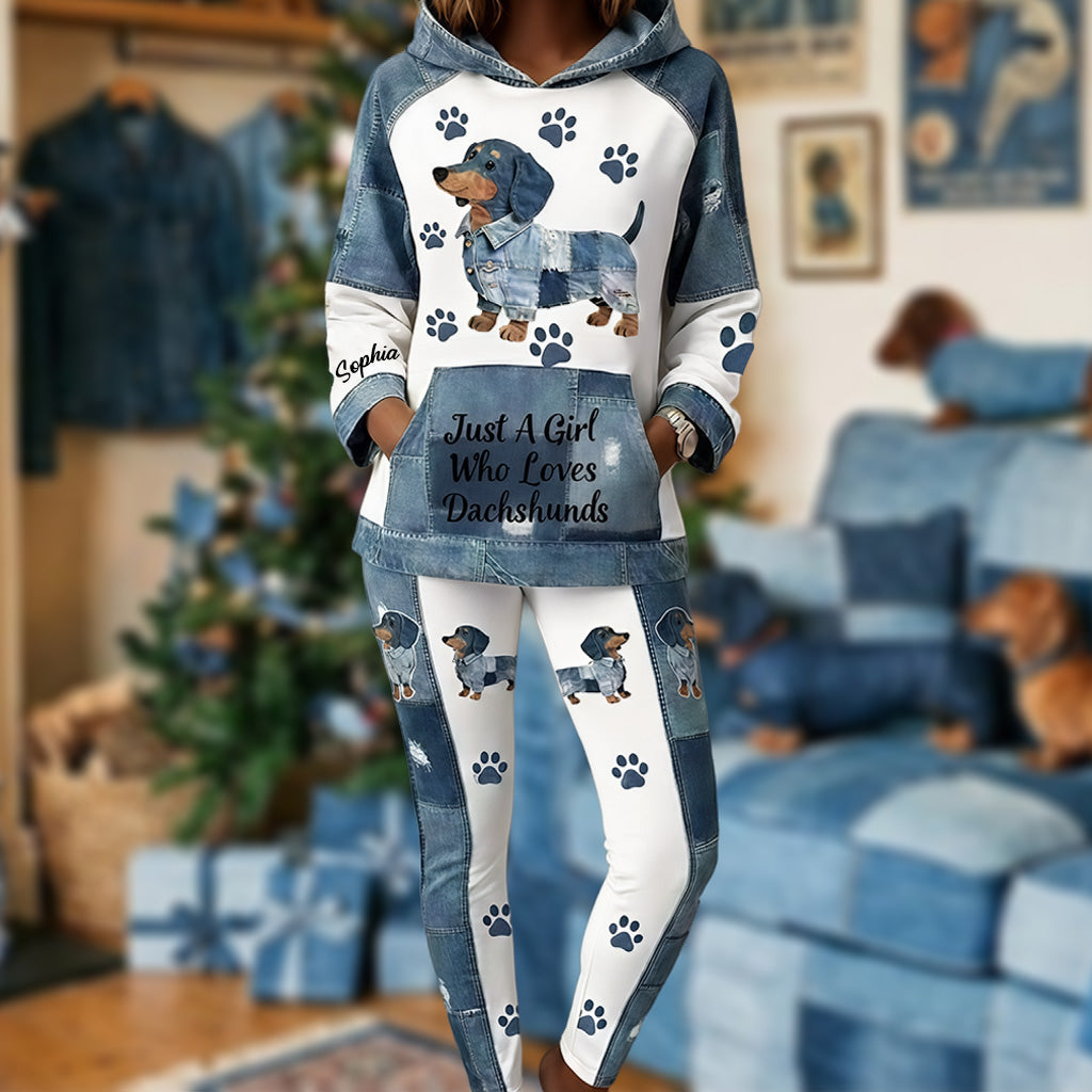 Just A Girl Who Loves Dachshunds - Personalized Dachshund Hoodie and Leggings