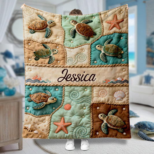 Love Turtle - Personalized Turtle Blanket