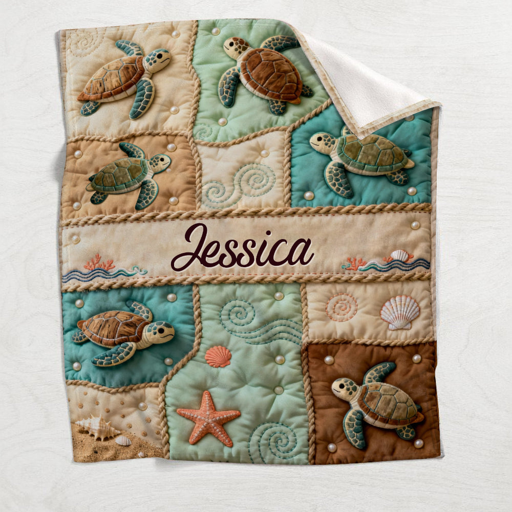 Love Turtle - Personalized Turtle Blanket