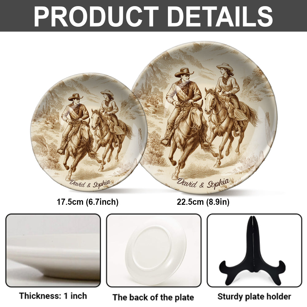 Toi et moi, on gère ça - Assiette ronde en céramique personnalisée Cowgirl