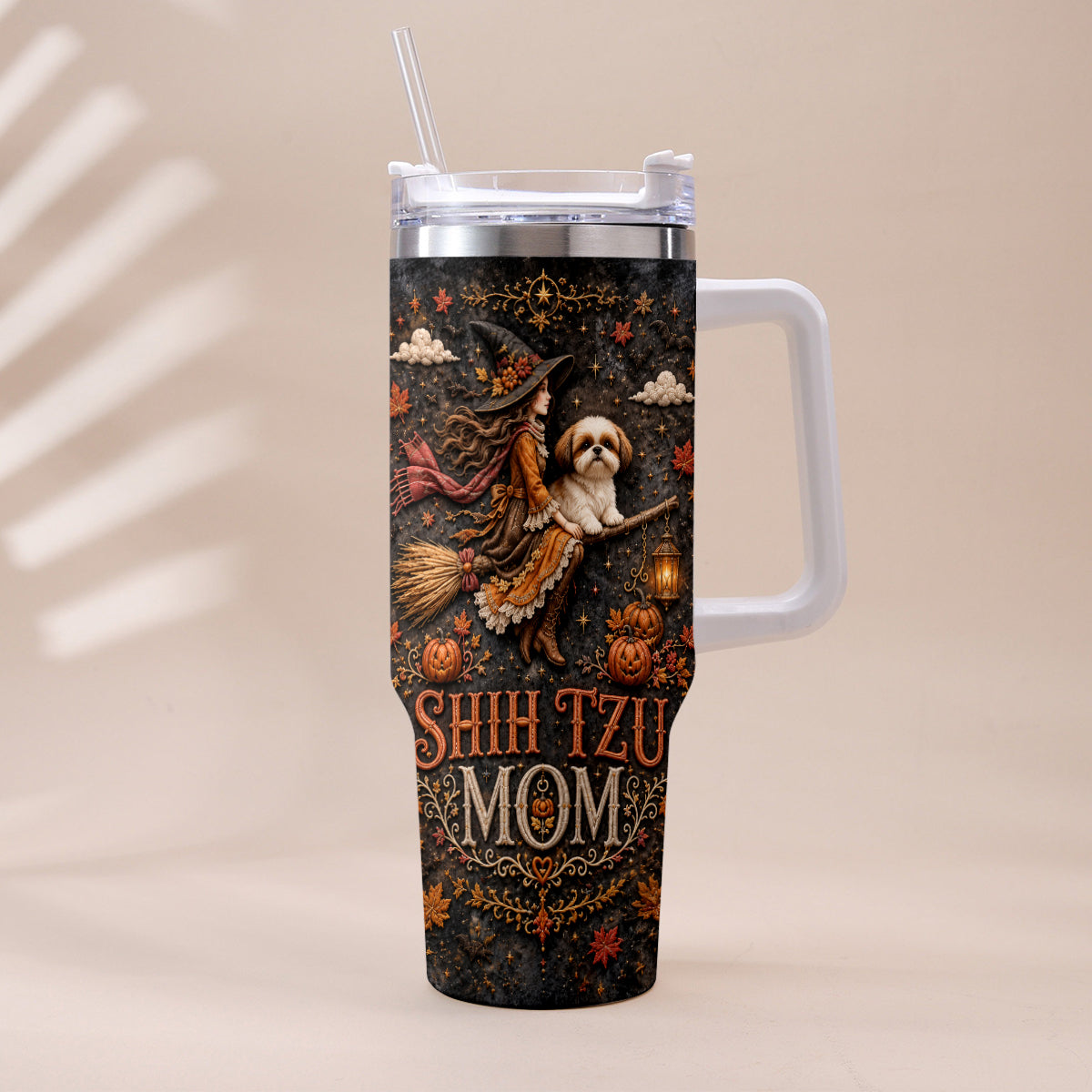 Halloween Dog Mom - Personalized Dog Tumbler With Plush Charm