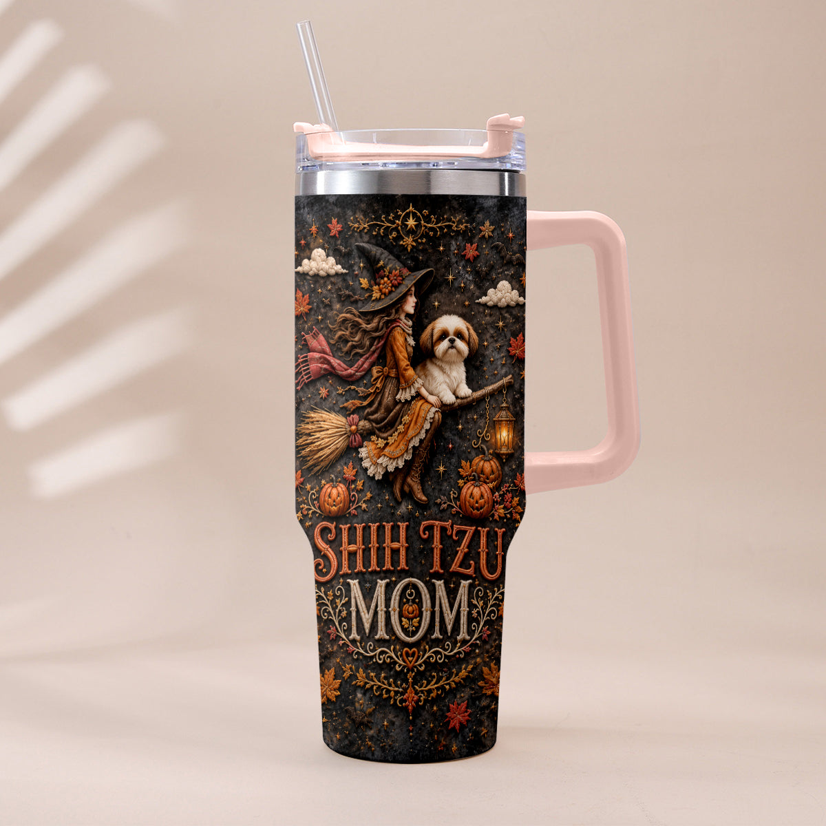 Halloween Dog Mom - Personalized Dog Tumbler With Plush Charm