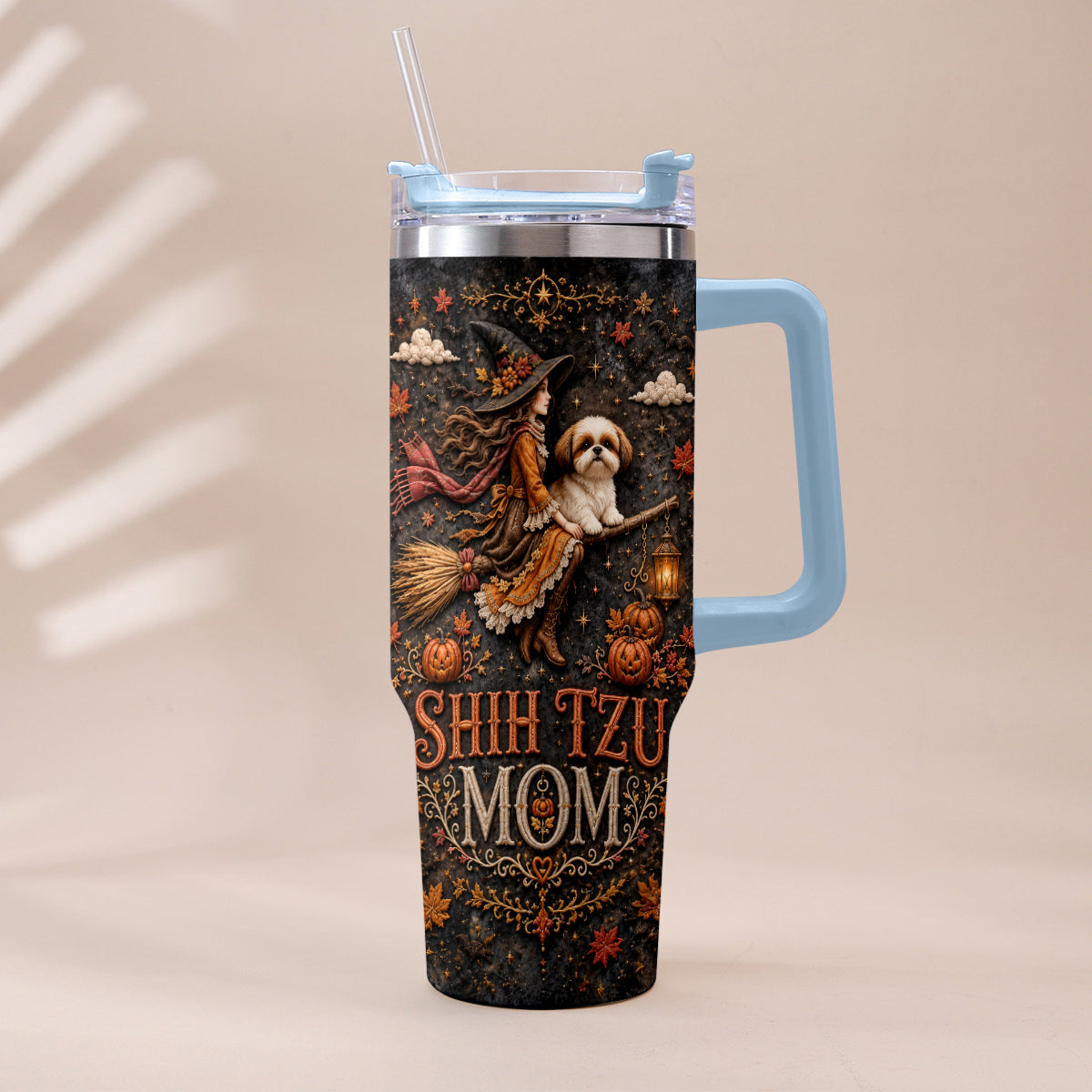 Halloween Dog Mom - Personalized Dog Tumbler With Plush Charm