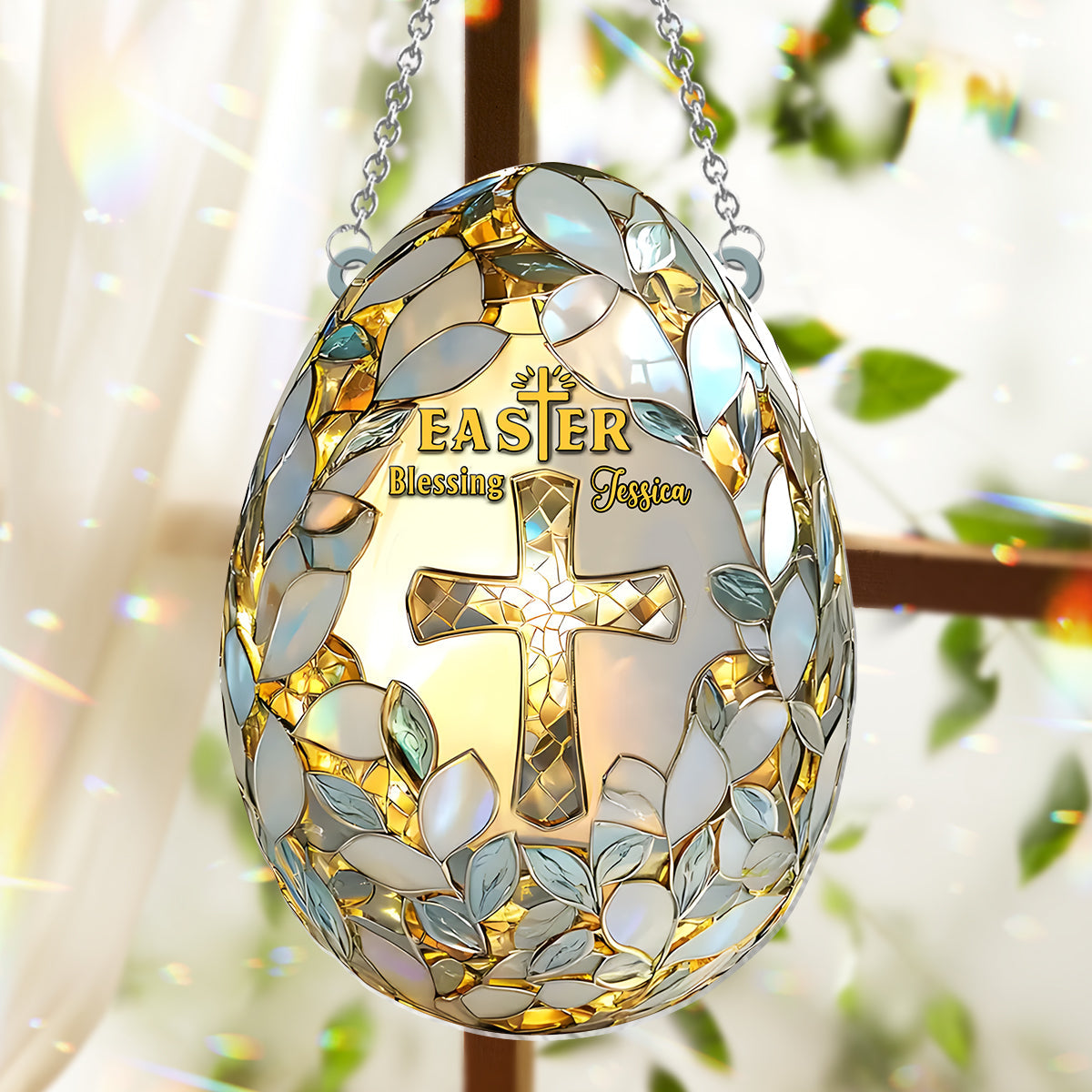 Easter Blessing - Personalized Easter Day Window Hanging Suncatcher Ornament