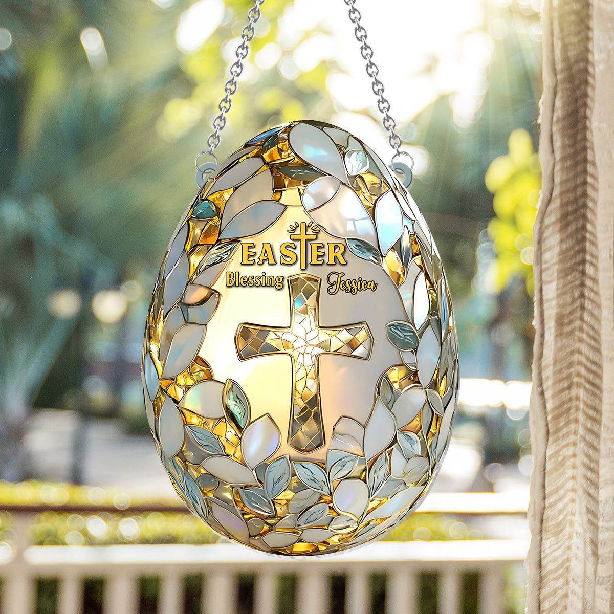 Easter Blessing - Personalized Easter Day Window Hanging Suncatcher Ornament