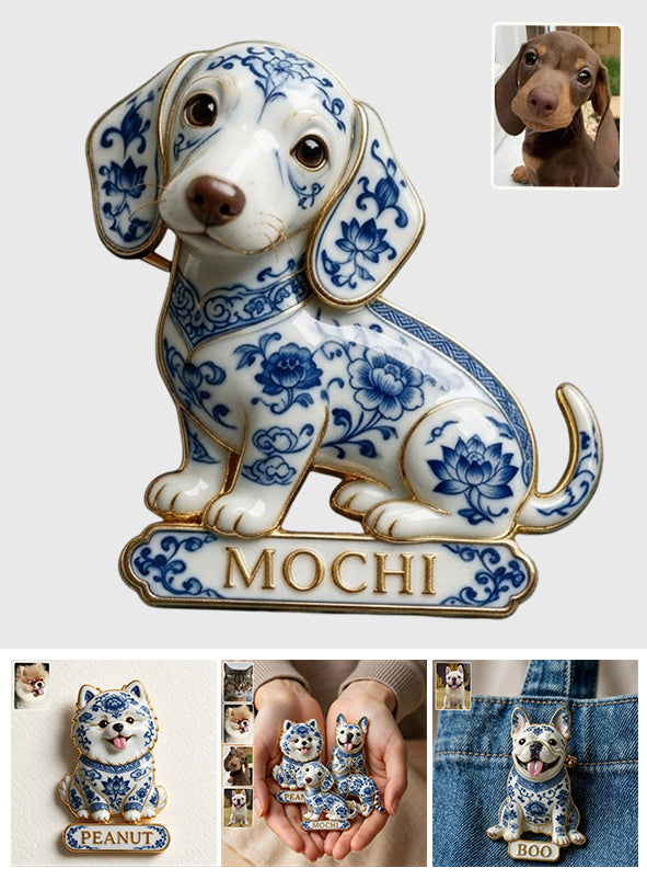 Blue And White Porcelain Pet Pin - Personalized Dog 3D Embossed Enamel Pin