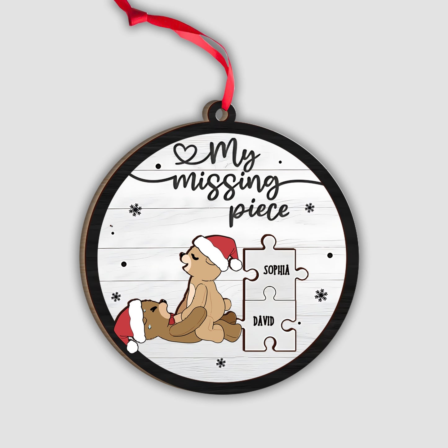 My Missing Piece - Personalized Couple 2 Layered Piece Ornament