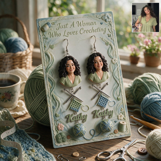 Amour du Crochet - Boucles d'Oreilles Personnalisées avec Carte
