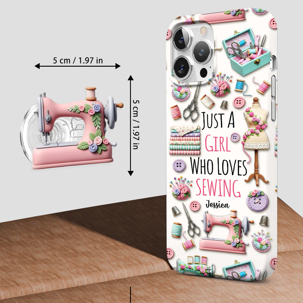 Coque de téléphone personnalisée « Juste une fille qui aime coudre » avec impression intégrale