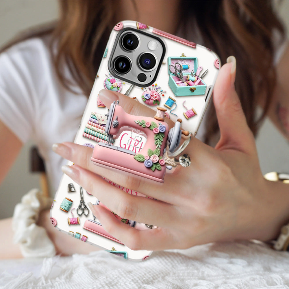 Coque de téléphone personnalisée « Juste une fille qui aime coudre » avec impression intégrale
