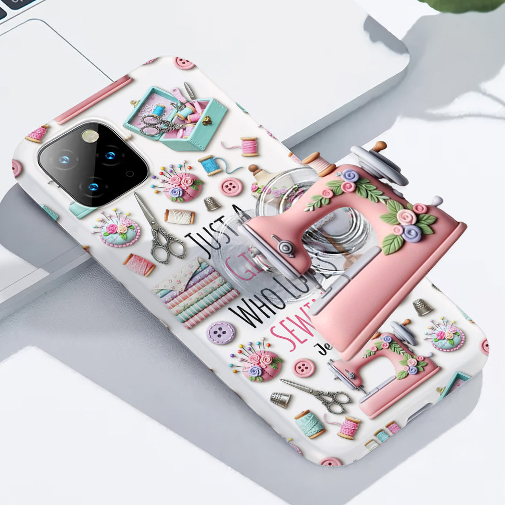 Coque de téléphone personnalisée « Juste une fille qui aime coudre » avec impression intégrale