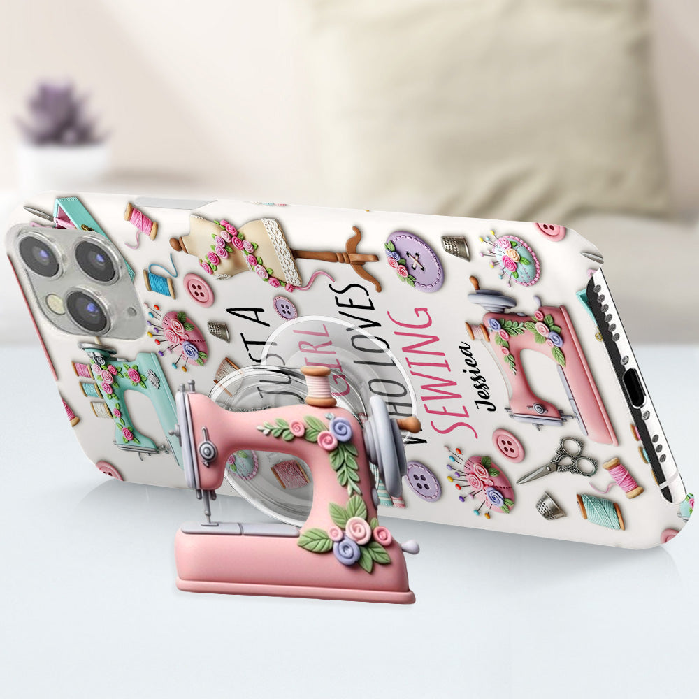 Coque de téléphone personnalisée « Juste une fille qui aime coudre » avec impression intégrale