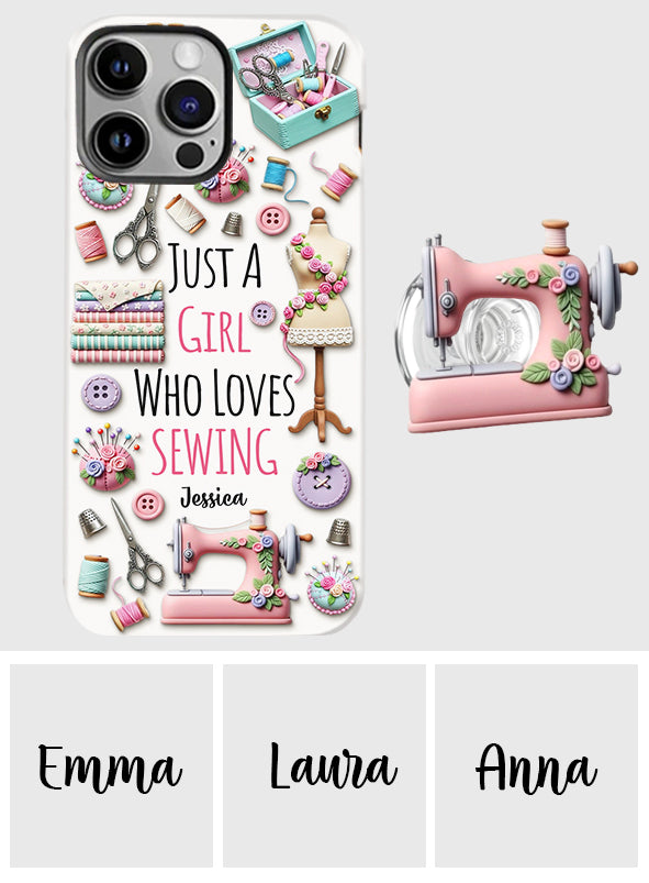 Coque de téléphone personnalisée « Juste une fille qui aime coudre » avec impression intégrale