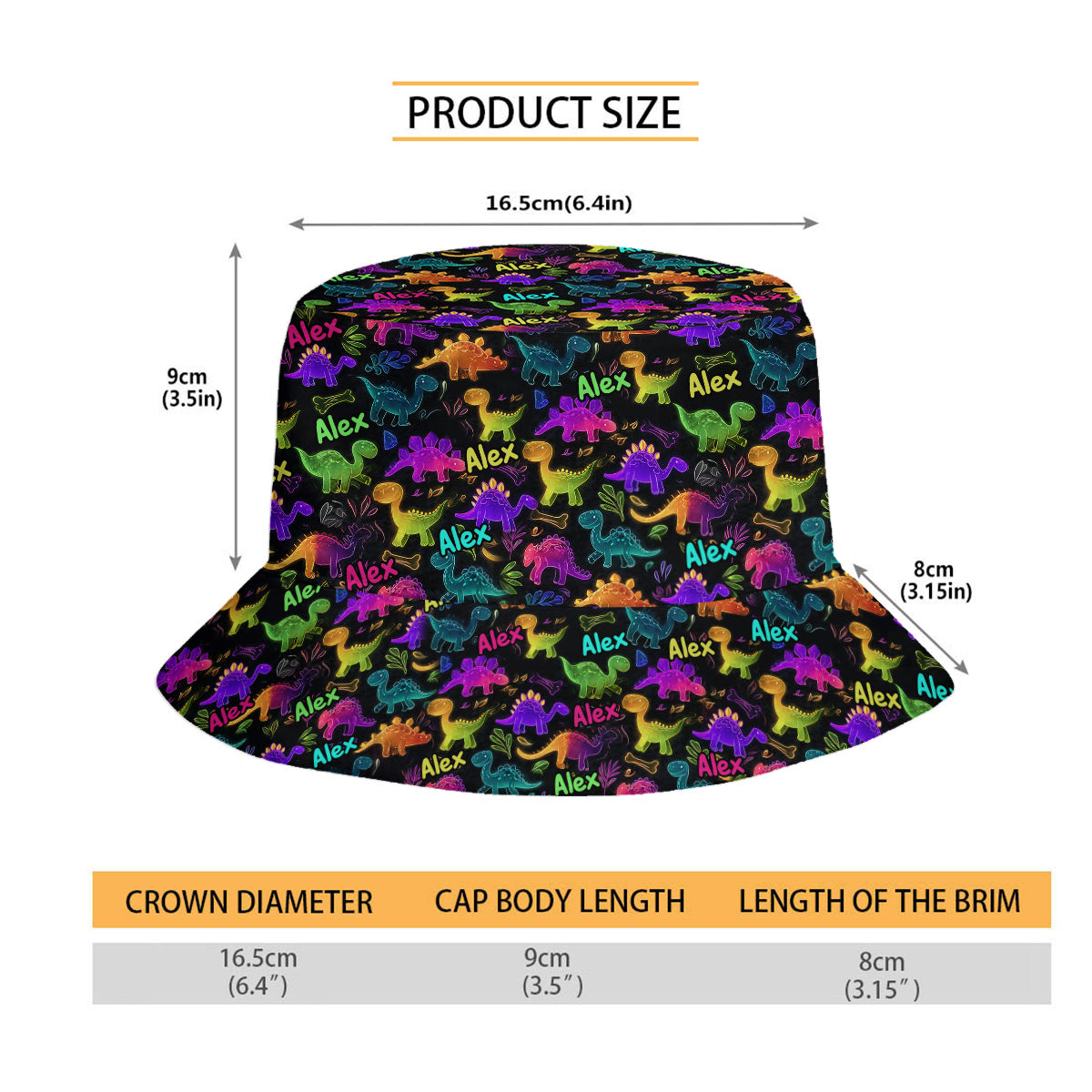 Beautiful Glowing Pattern - Personalized Kid Bucket Hat