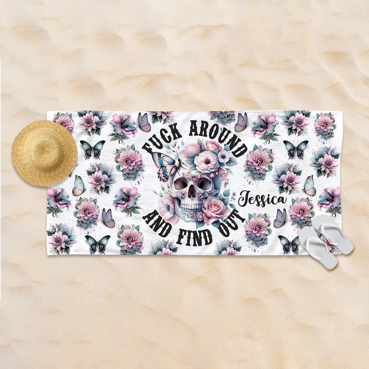 Fuck Around and Find Out - Personalized Skull Quick-dry Beach Towel/ Bath Towel