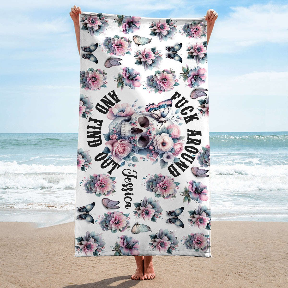 Fuck Around and Find Out - Personalized Skull Quick-dry Beach Towel/ Bath Towel