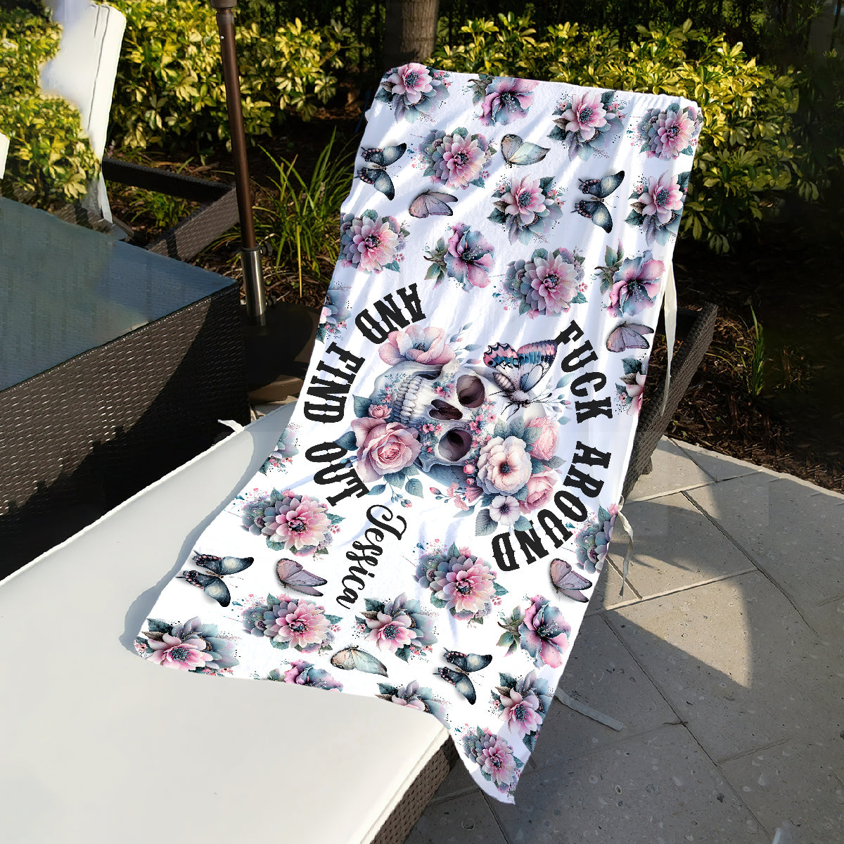 Fuck Around and Find Out - Personalized Skull Quick-dry Beach Towel/ Bath Towel